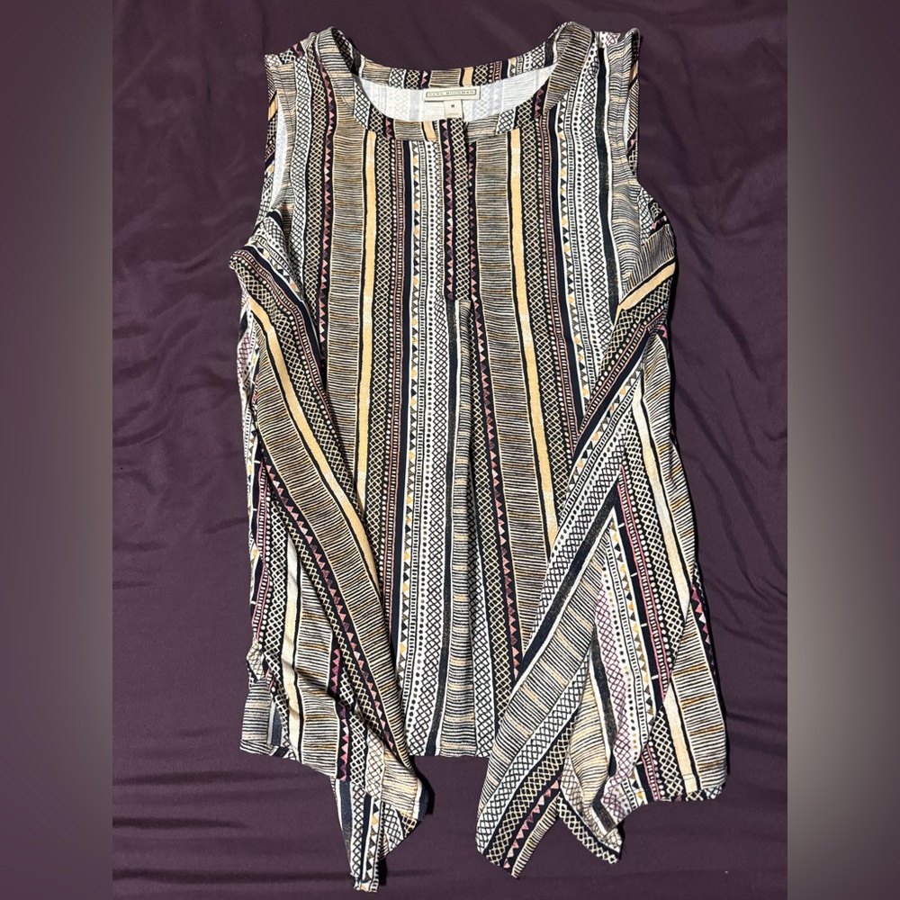 Dana Buchman Knit Top Size XL Multicolored Geometric Sleeveless Round Neck